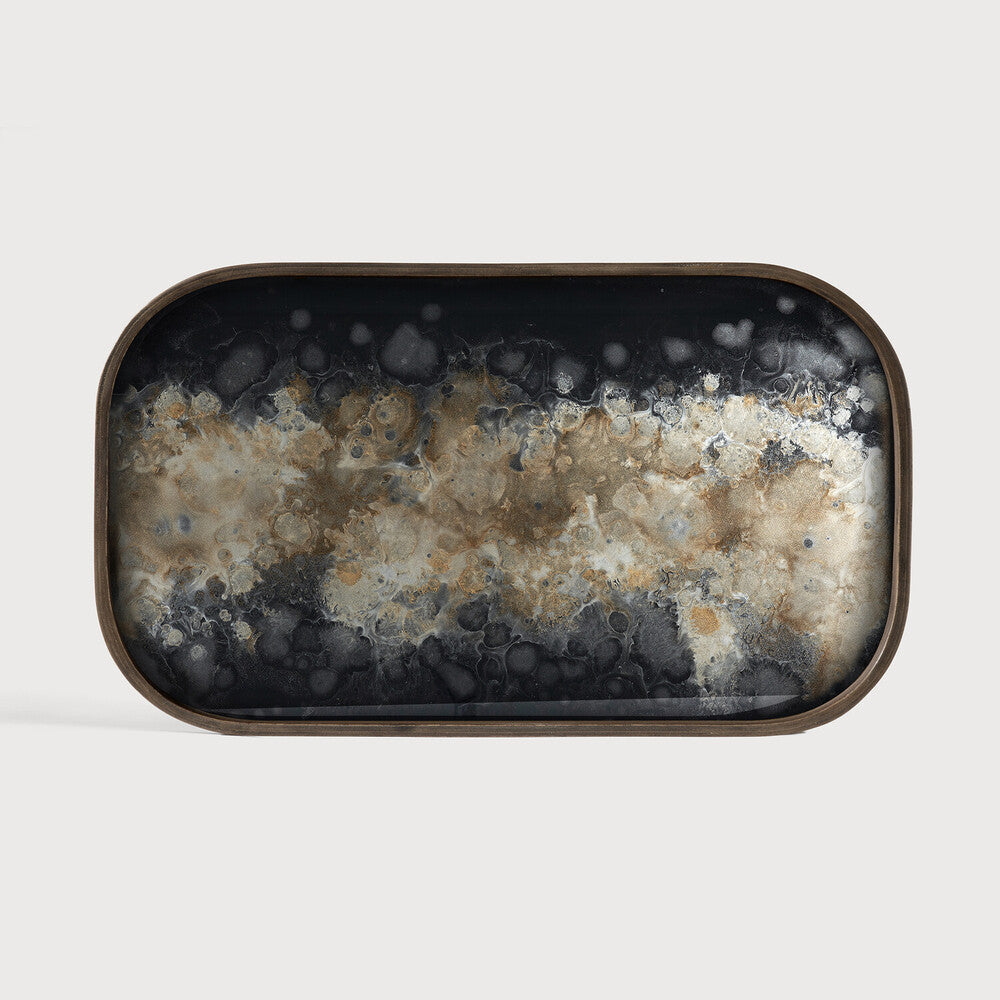 Organic Valet Tray | Glass | Black | Rectangular | Xl