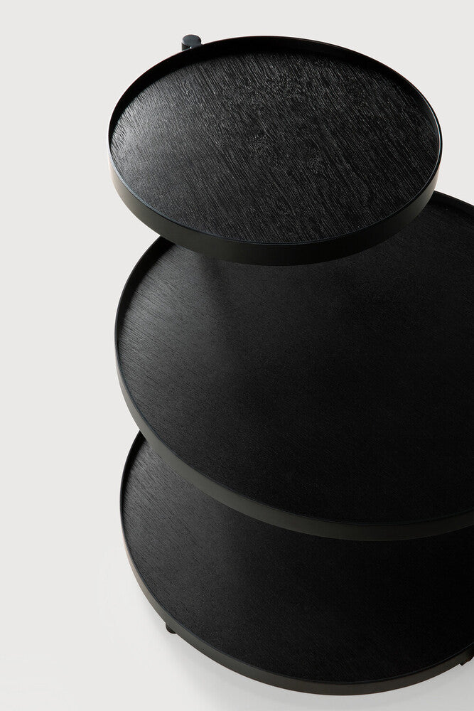 Swivel Tray Side Table | Varnished Wood | Black | Round | Xs | Tray Not Included