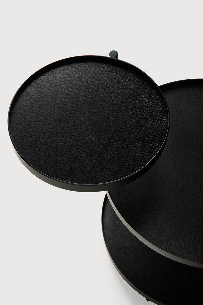 Swivel Tray Side Table | Varnished Wood | Black | Round | Xs | Tray Not Included