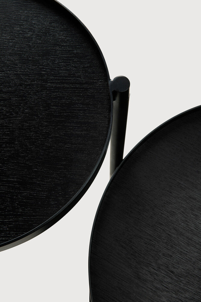 Swivel Tray Side Table | Varnished Wood | Black | Round | Xs | Tray Not Included