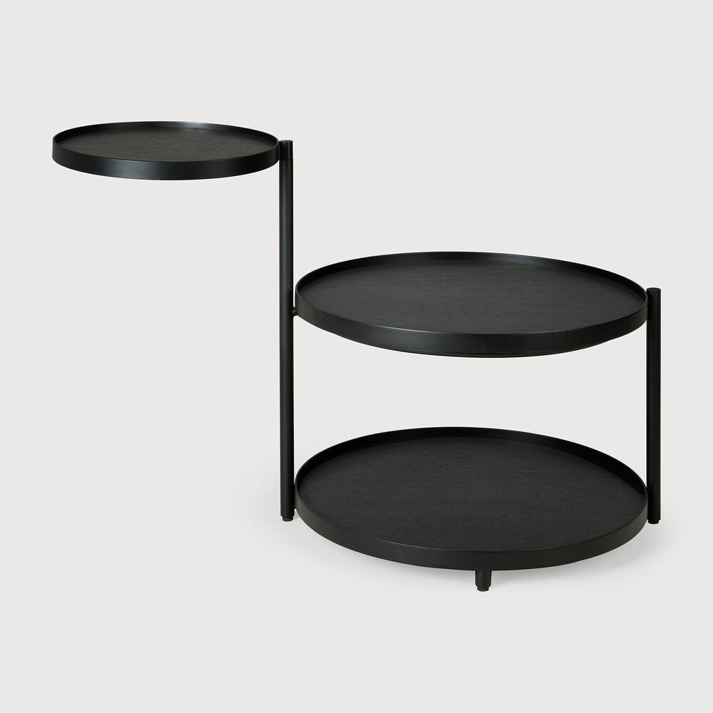Swivel Tray Side Table | Varnished Wood | Black | Round | Xs | Tray Not Included