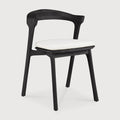 Bok Outdoor Dining Chair | Varnished Teak | Black | Off White Fabric
