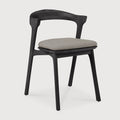 Bok Outdoor Dining Chair | Varnished Teak | Black | Mocha Fabric