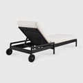 Jack Outdoor Adjustable Lounger | Varnished Teak | Black | Off White Fabric