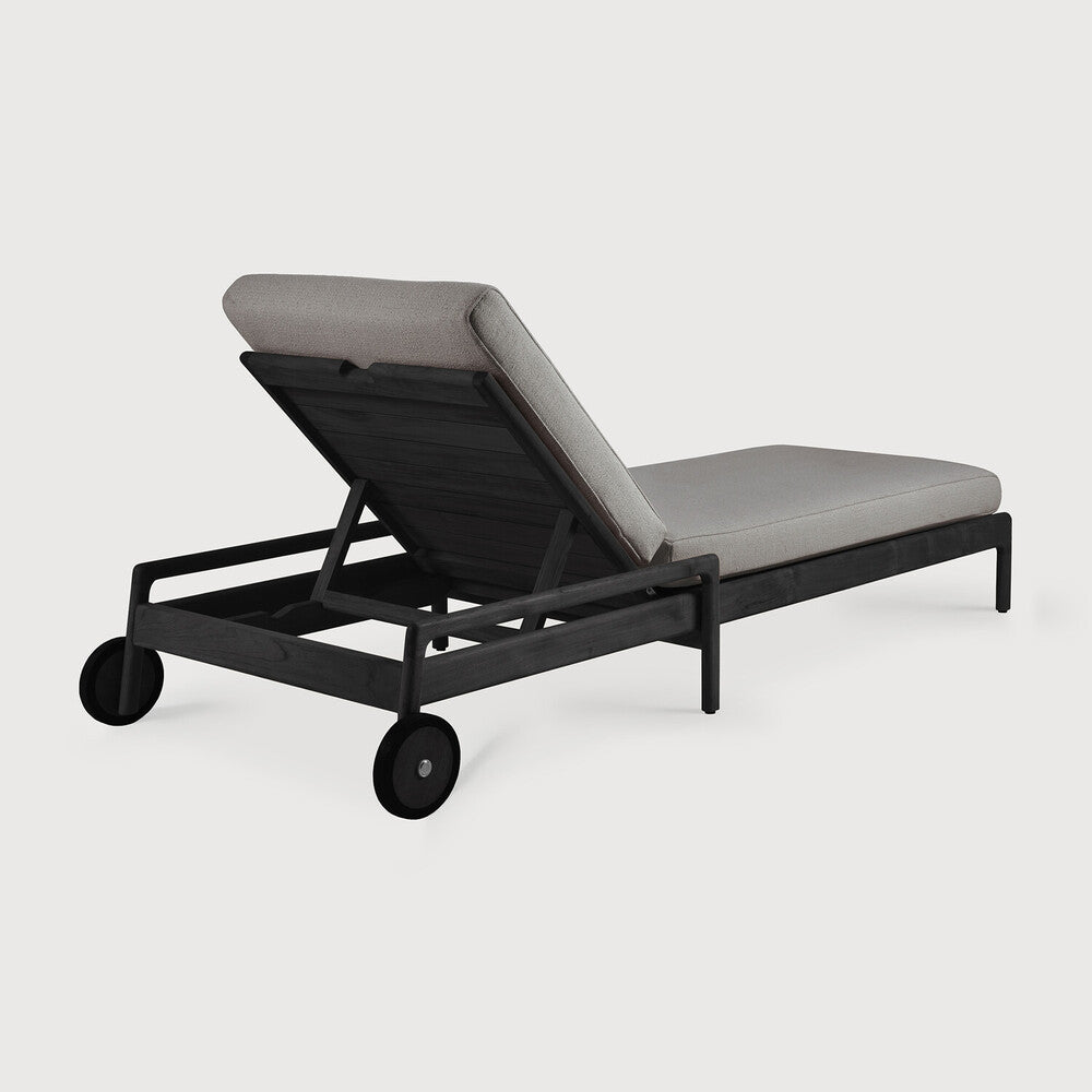 Jack Outdoor Adjustable Lounger | Varnished Teak | Black | Mocha Fabric
