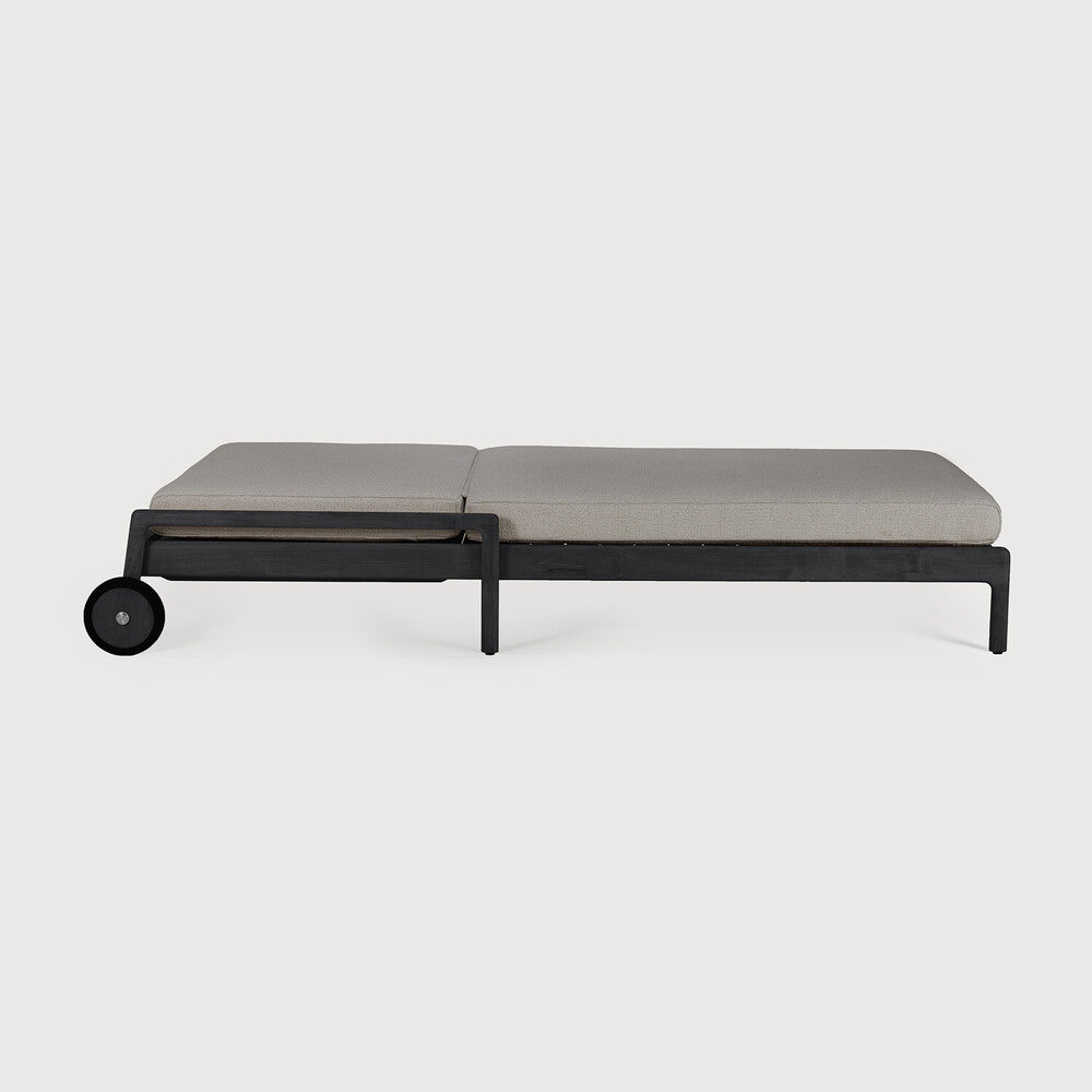 Jack Outdoor Adjustable Lounger | Varnished Teak | Black | Mocha Fabric
