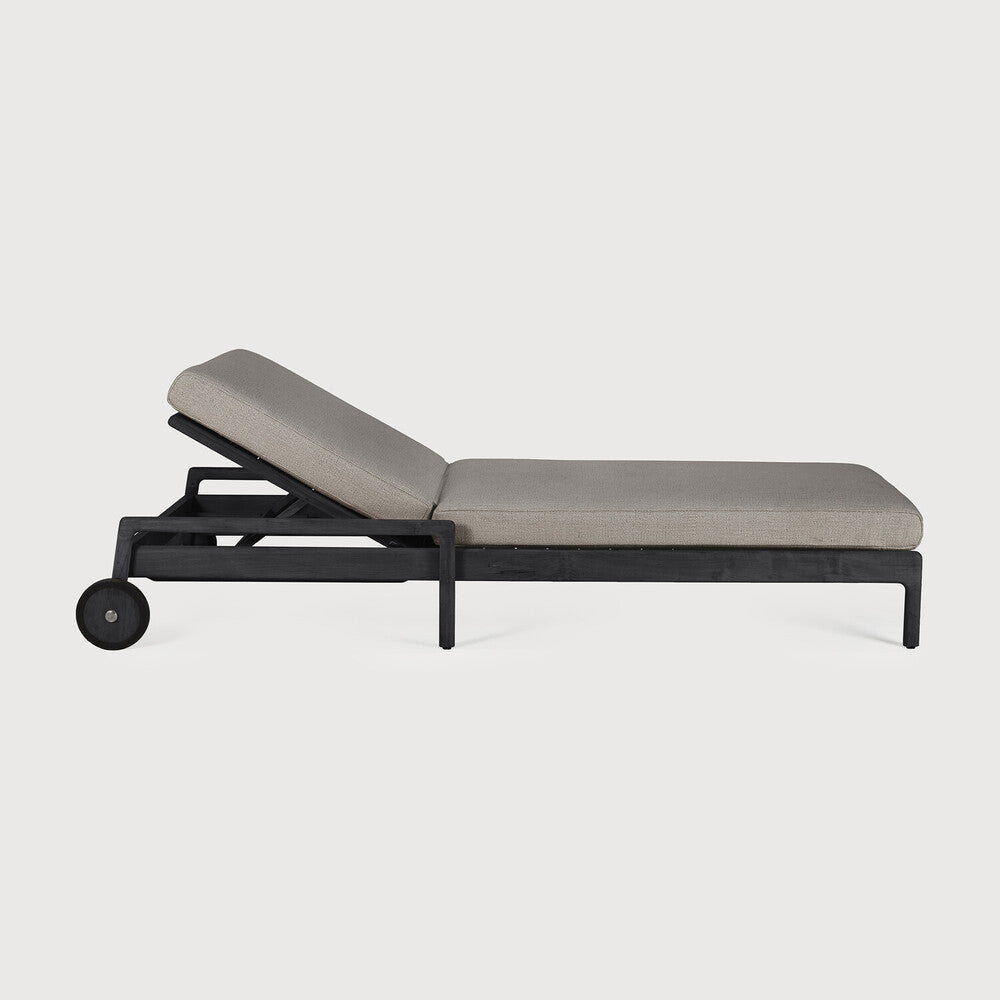 Jack Outdoor Adjustable Lounger | Varnished Teak | Black | Mocha Fabric