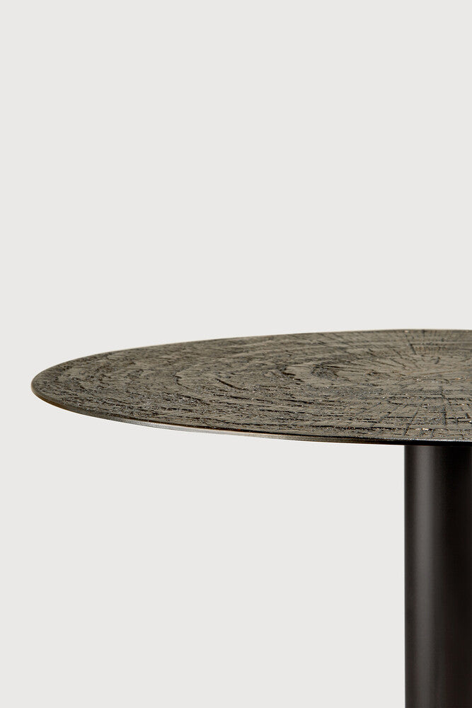 Blend Dining Table | Varnished Minerals Top | Ray Whisky | Dark Bronze Base | Round | 28" X 28"