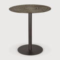 Blend Dining Table | Varnished Minerals Top | Ray Whisky | Dark Bronze Base | Round | 28" X 28"