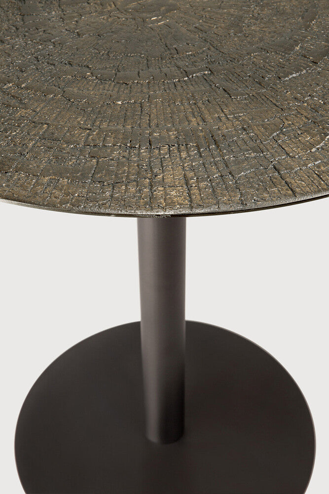 Blend Dining Table | Varnished Minerals Top | Ray Whisky | Dark Bronze Base | Round | 35" X 35"