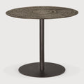 Blend Dining Table | Varnished Minerals Top | Ray Whisky | Dark Bronze Base | Round | 35" X 35"