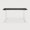 Bok Adjustable Desk | Varnished Oak Black Top | White Base | Rectangular | With Cable Management | Us | 55" X 28"