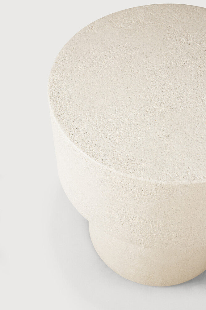 Elements Side Table | Varnished Microcement | Off White | Mushroom Shape