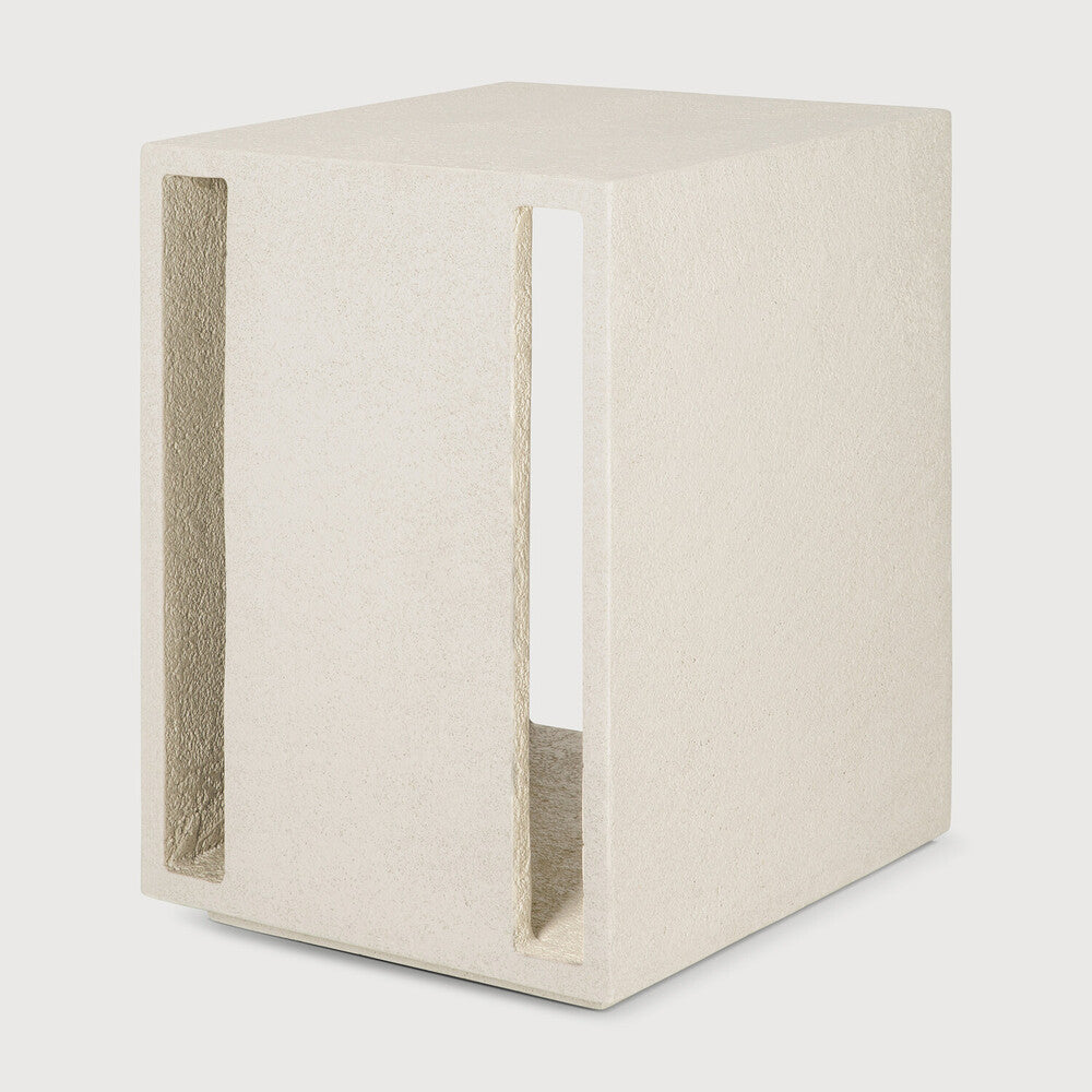 Elements Bedside Table | Varnished Microcement | Off White