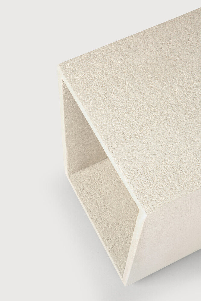 Elements Bedside Table | Varnished Microcement | Off White