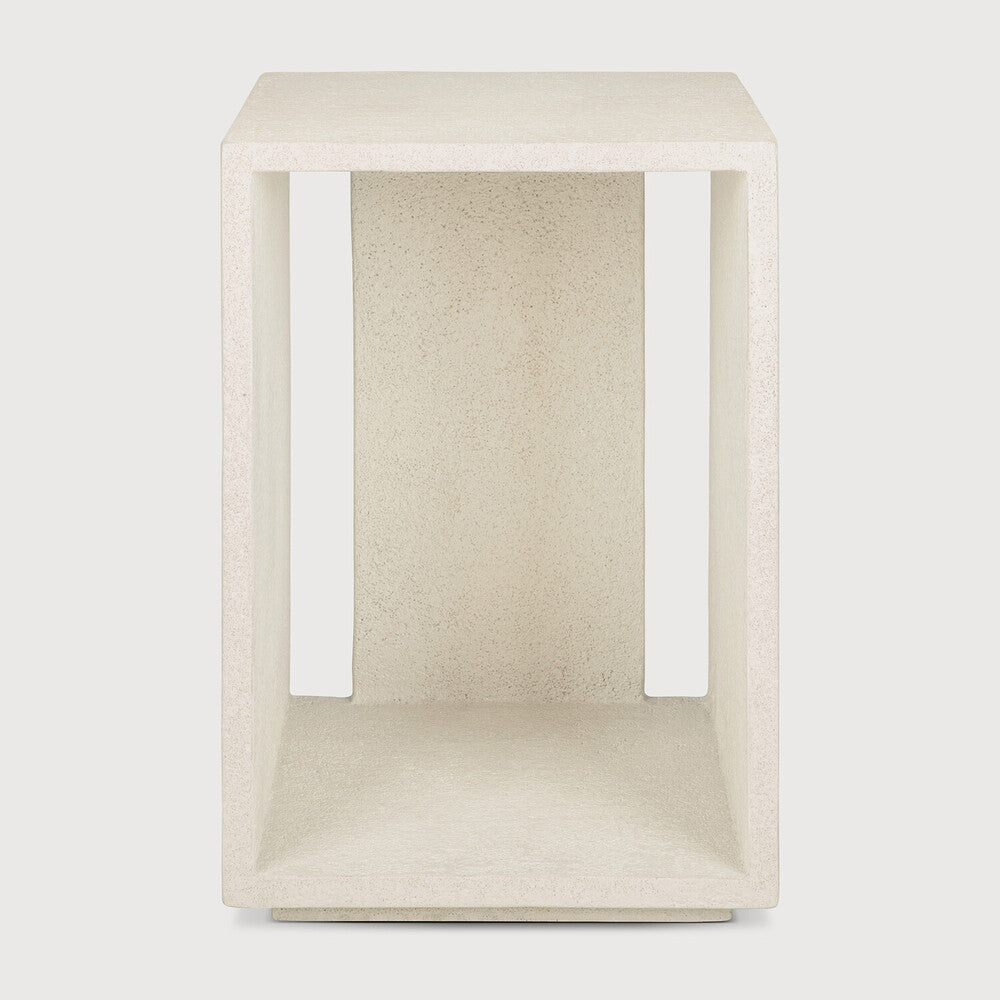 Elements Bedside Table | Varnished Microcement | Off White