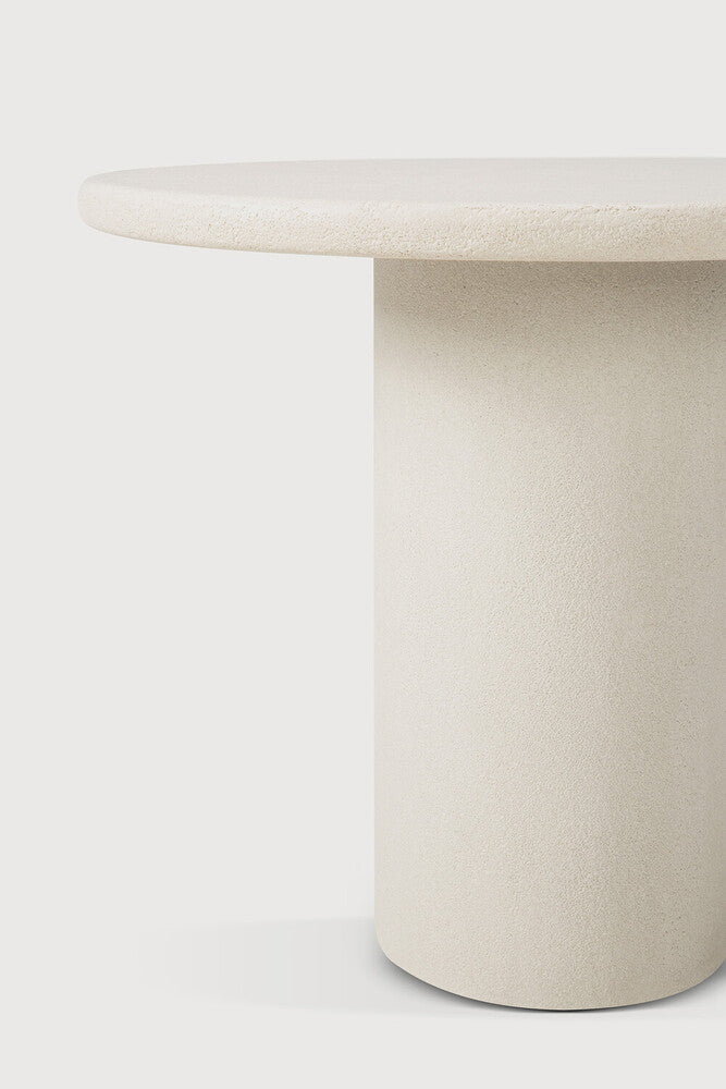 Elements Dining Table | Varnished Microcement | Off White | Round | 35" X 35"