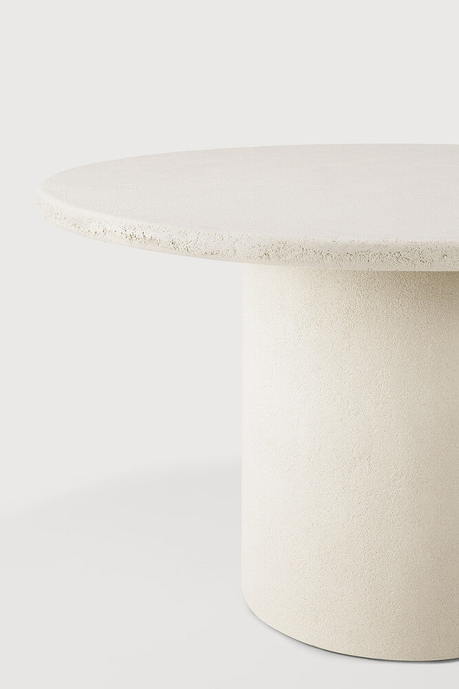 Elements Dining Table | Varnished Microcement | Off White | Round | 49" X 49"