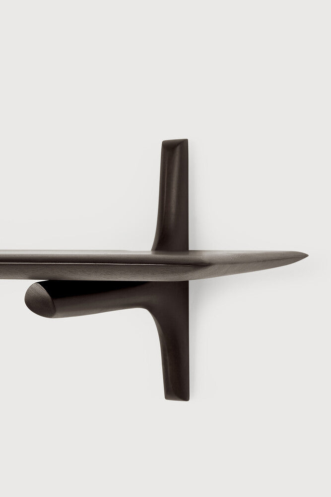 Pi Wall Shelf | Varnished Mahogany | Dark Brown | 1 Shelf | 66" X 14"