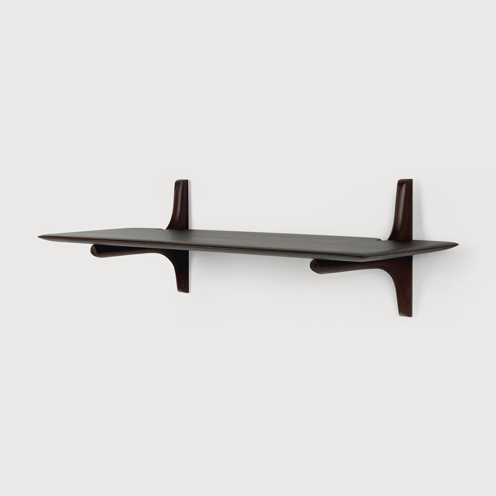 Pi Wall Shelf | Varnished Mahogany | Dark Brown | 1 Shelf | 39" X 14"