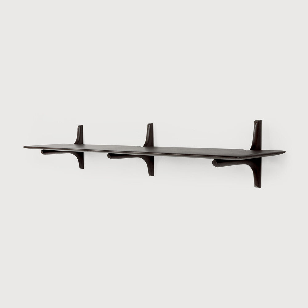 Pi Wall Shelf | Varnished Mahogany | Dark Brown | 1 Shelf | 66" X 14"
