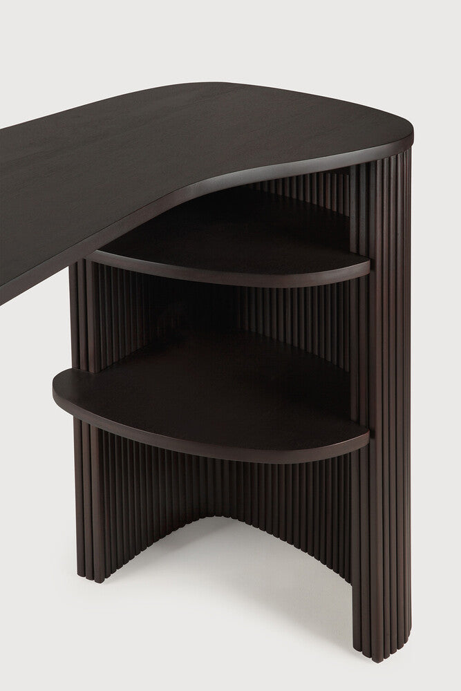 Roller Max Desk | Varnished Mahogany | Dark Brown | Pebble Shape