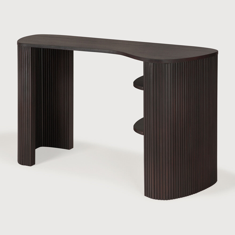 Roller Max Desk | Varnished Mahogany | Dark Brown | Pebble Shape