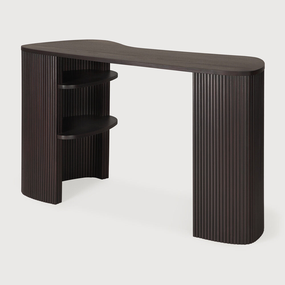 Roller Max Desk | Varnished Mahogany | Dark Brown | Pebble Shape