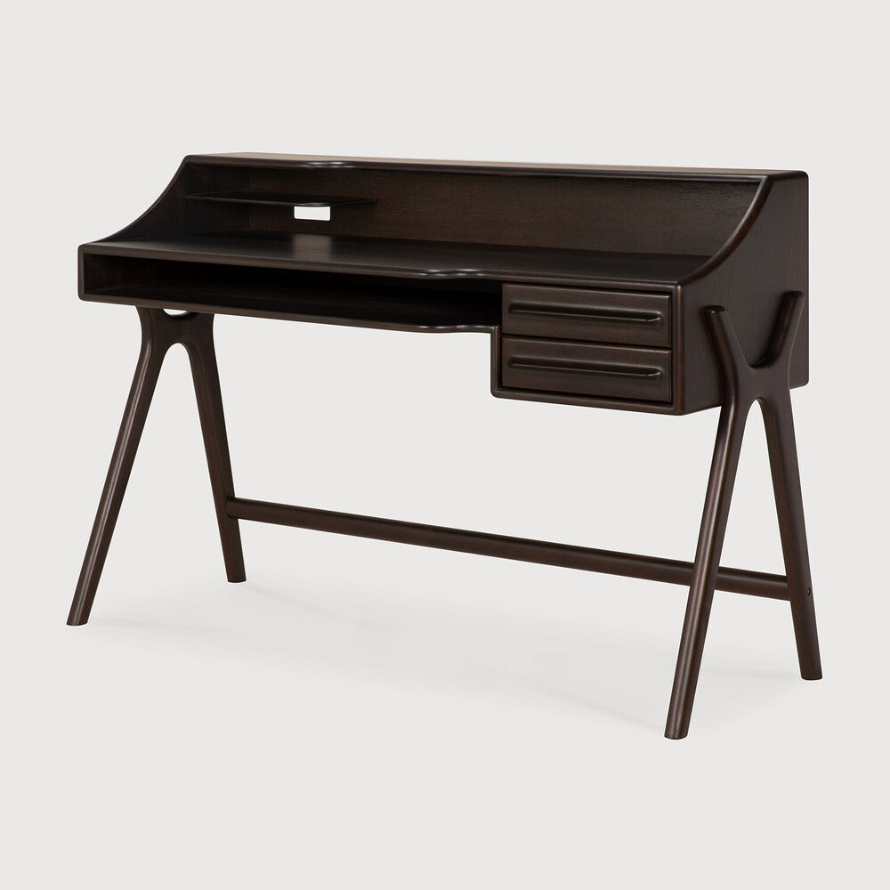 Flow Desk | Varnished Mahogany | Rose Brown | 2 Drawers | Rectangular