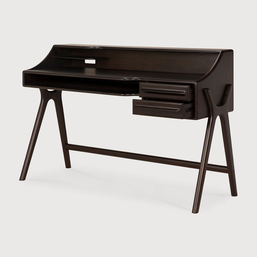 Flow Desk | Varnished Mahogany | Rose Brown | 2 Drawers | Rectangular
