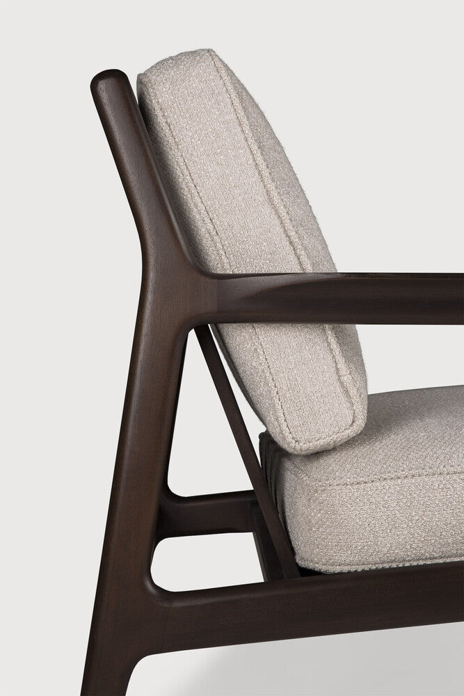 Jack Lounge Chair | Varnished Mahogany | Dark Brown | Ivory Fabric
