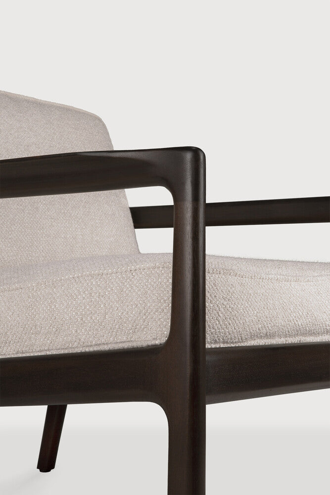Jack Lounge Chair | Varnished Mahogany | Dark Brown | Ivory Fabric