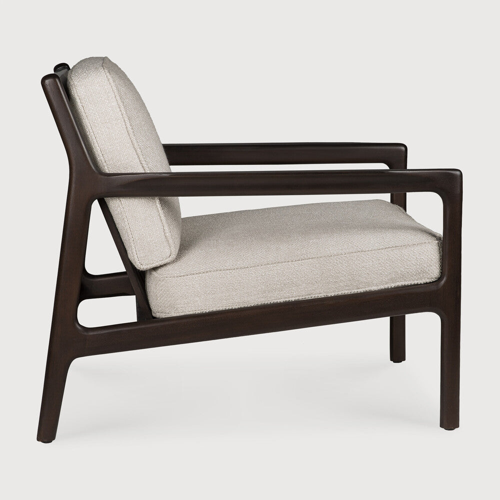 Jack Lounge Chair | Varnished Mahogany | Dark Brown | Ivory Fabric