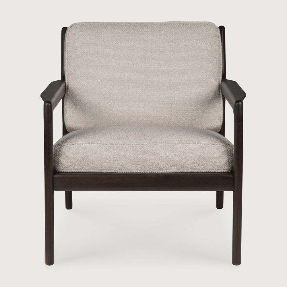 Jack Lounge Chair | Varnished Mahogany | Dark Brown | Ivory Fabric