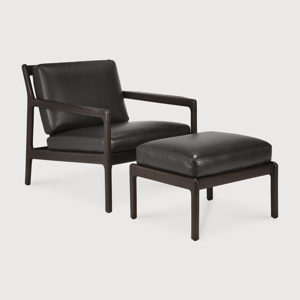 Jack Lounge Chair | Varnished Mahogany | Dark Brown | Carbone Leather