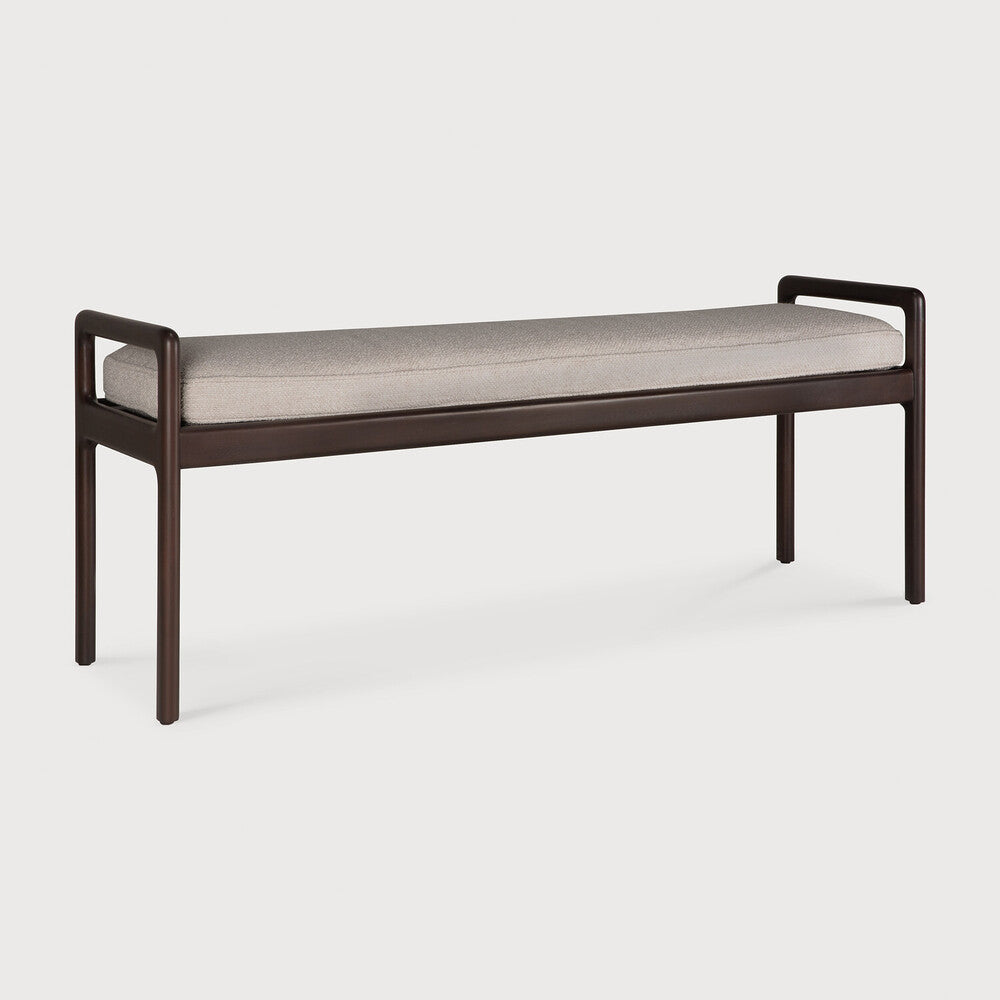 Jack Bench | Varnished Mahogany | Dark Brown | Ivory Fabric
