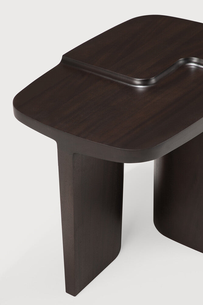 Brutalist Side Table | Varnished Mahogany | Rose Brown | Rectangular