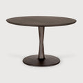 Torsion Dining Table | Varnished Oak | Brown | Round | 50" X 50"