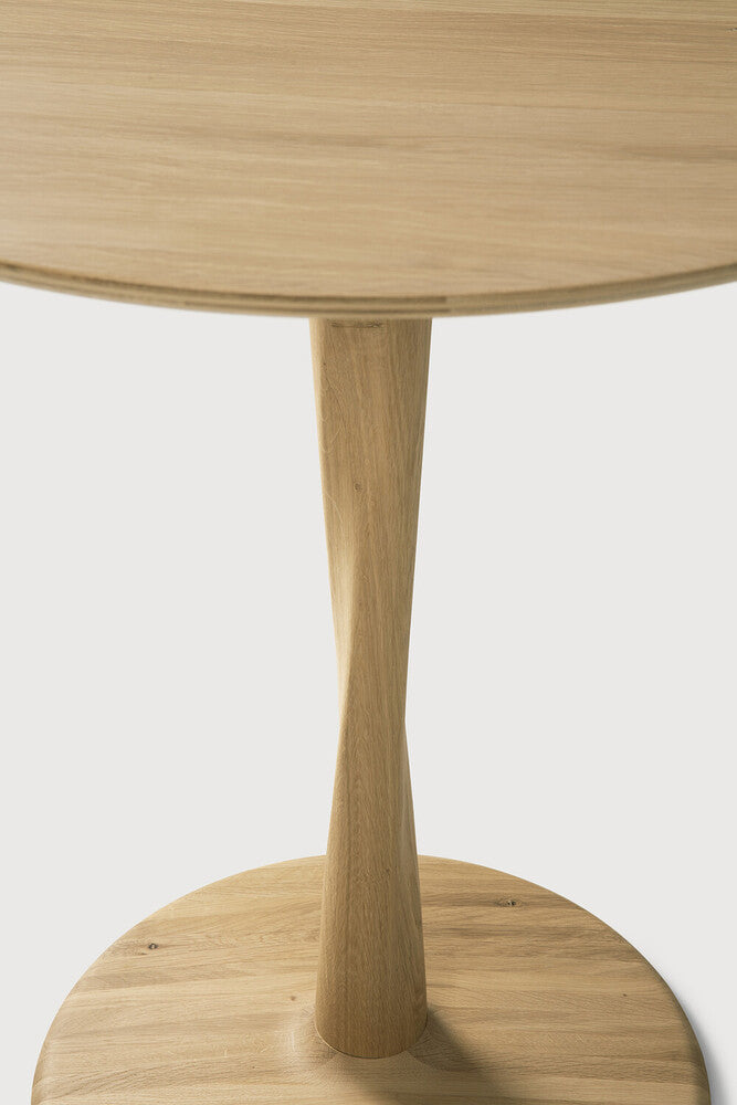 Torsion Dining Table | Varnished Oak | Round | Low Height | 28" X 28"