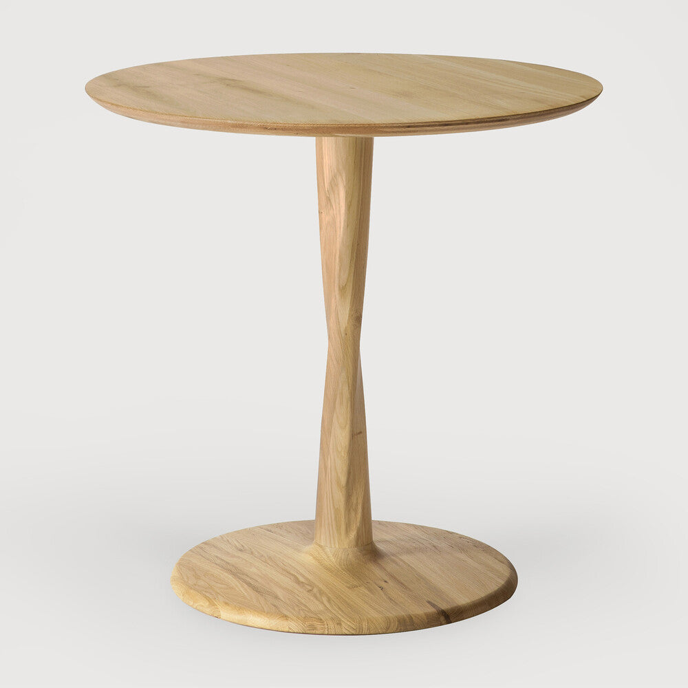 Torsion Dining Table | Varnished Oak | Round | Low Height | 28" X 28"