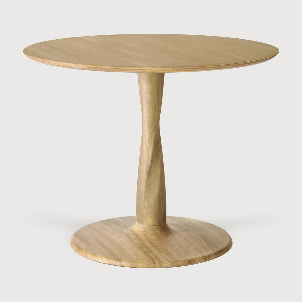 Torsion Dining Table | Varnished Oak | Round | Low Height | 35" X 35"