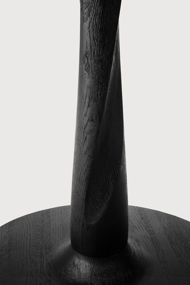 Torsion Dining Table | Varnished Oak | Black | Round | Low Height | 28" X 28"