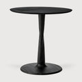 Torsion Dining Table | Varnished Oak | Black | Round | Low Height | 28" X 28"