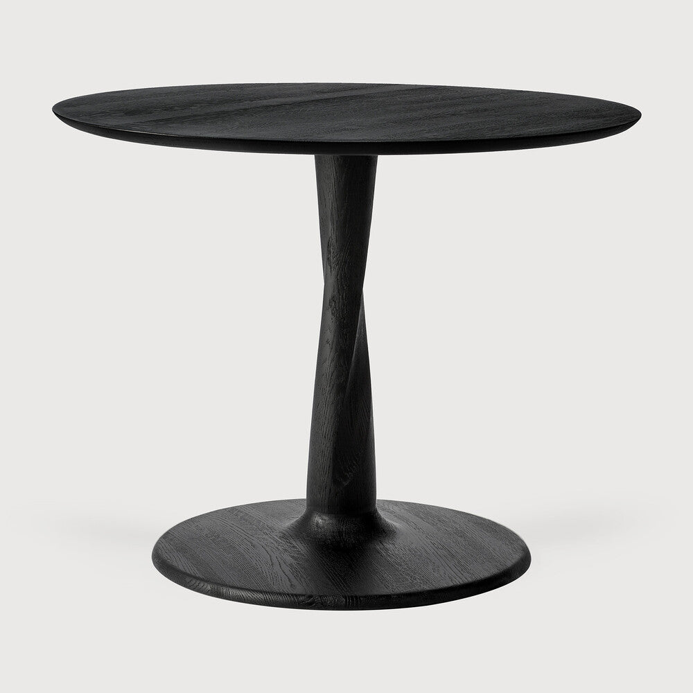 Torsion Dining Table | Varnished Oak | Black | Round | Low Height | 35" X 35"