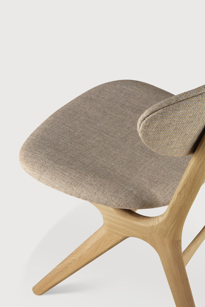 Eye Dining Chair | Varnished Oak | Warm Grey Fabric | Upholstered Backrest + Seat
