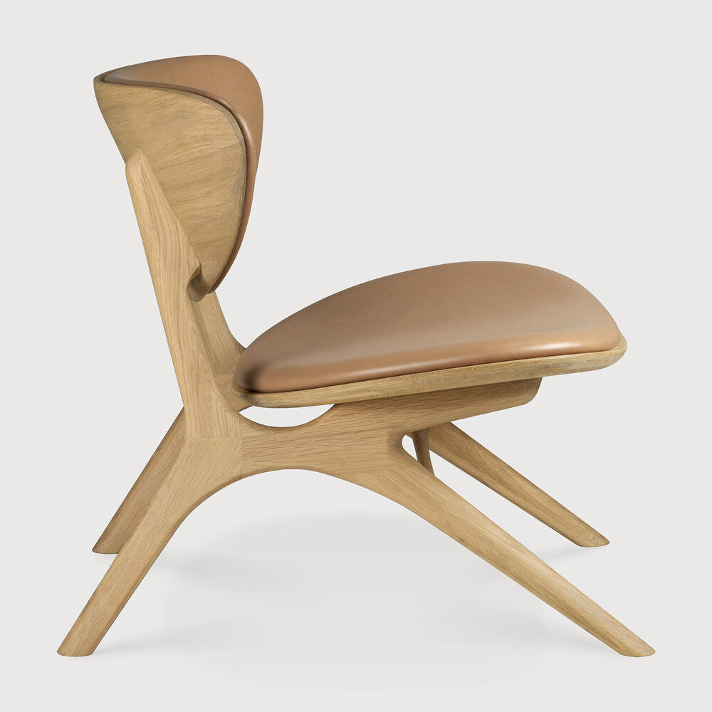 Eye Lounge Chair | Varnished Oak | Sienna Leather | Upholstered Backrest + Seat