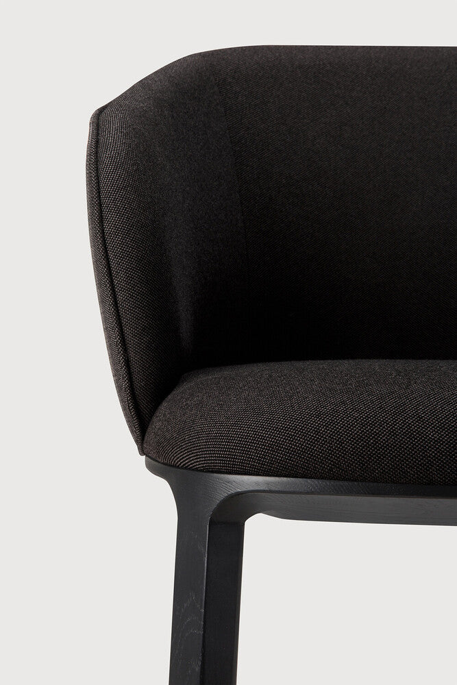 Unda Dining Chair | Varnished Oak | Black | Charcoal Fabric