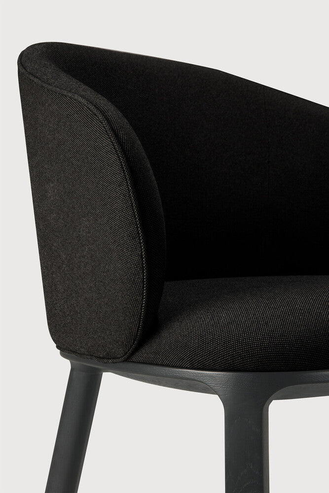 Unda Dining Chair | Varnished Oak | Black | Charcoal Fabric