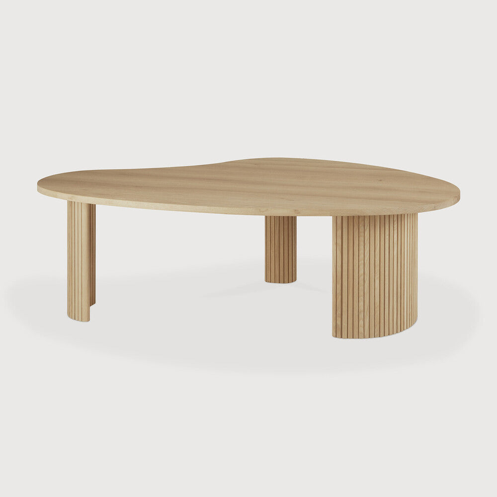 Boomerang Coffee Table | Oak | Pebble Shape | 50" X 29"