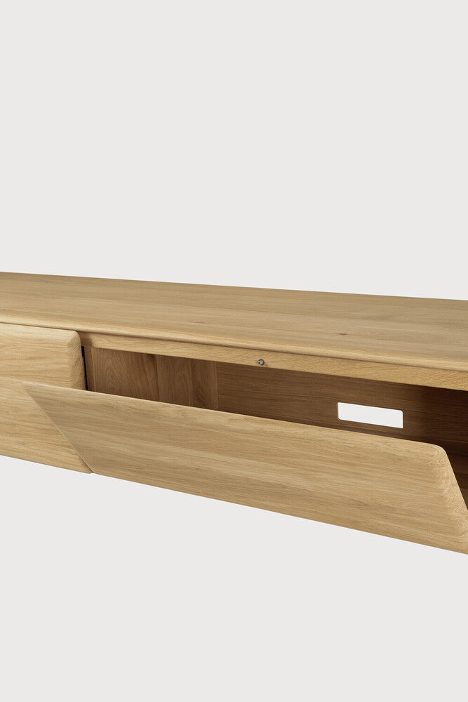Pi Tv Cupboard | Oak | 1 Flip|Down Door | 2 Drawers